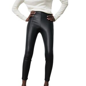 Zara Faux Leather Ankle Zip High Rise Leggings - Black - M - NWOT